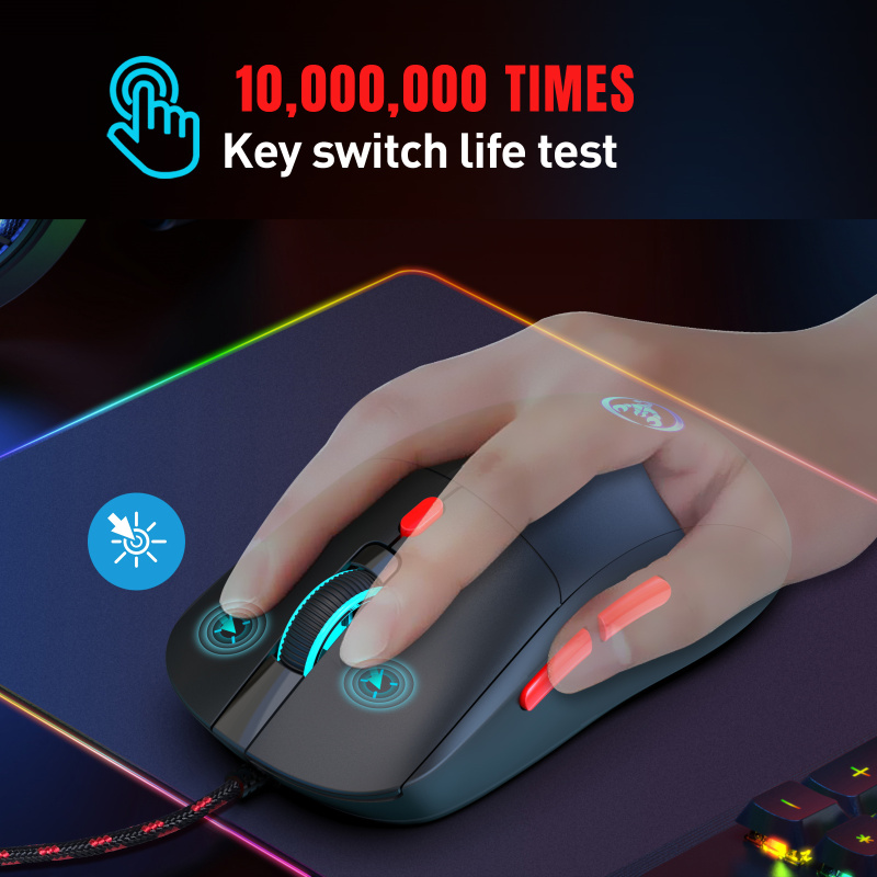 Wired Mouse with colorful illuminated 6 keys